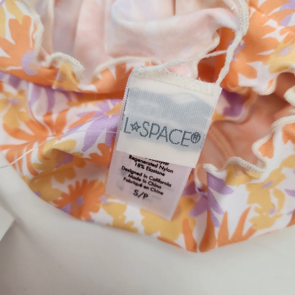 L*Space Wildflower Rashguard Top Short Sleeve Size Small Orange Floral NWT - Picture 5 of 5